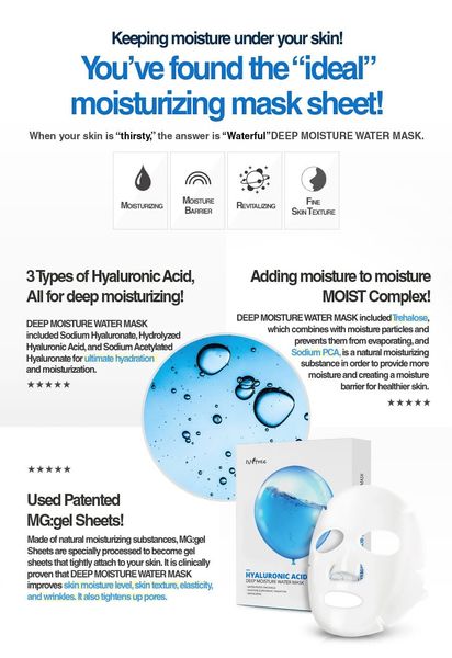 Ультратонкая гелевая маска для глубокого увлажнения кожи IsNtree Hyaluronic Acid Deep Moisture Water Mask 11819 фото