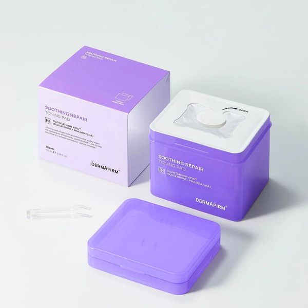 Пады успокаивающие для обновления и восстановления кожи Dermafirm Soothing Repair Toning Pad R4 , 70 штук 18917 фото