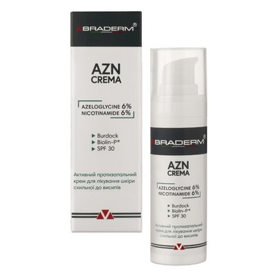 Дневной крем флюид с SPF 30 Braderm AZN Cream, 30 мл 18823 фото