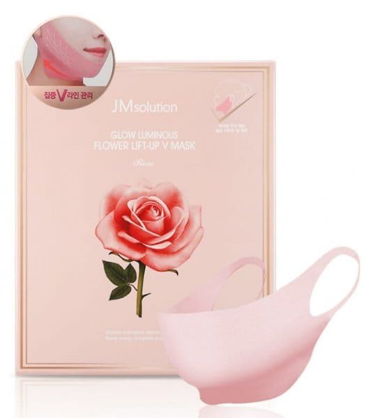 Лифтинг-маска для шеи и подбородка с розовой водой JM Solution Glow Luminous Flower Lift-up V Mask Rose 11504 фото
