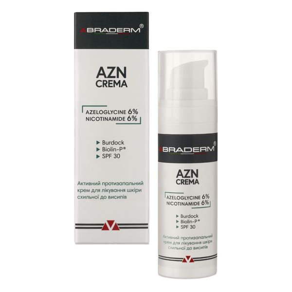 Денний крем флюїд з SPF 30 Braderm AZN Cream, 30 мл 18823 фото